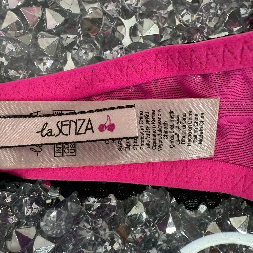 La SENZA bra bralette halter Lacie sexy neon Black and Pink Lace Bralette - Picture 8 of 14